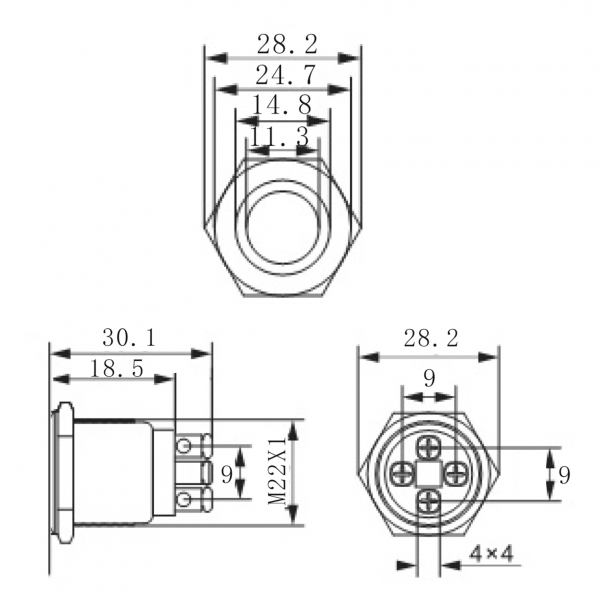 Klingeltaster 22mm LED